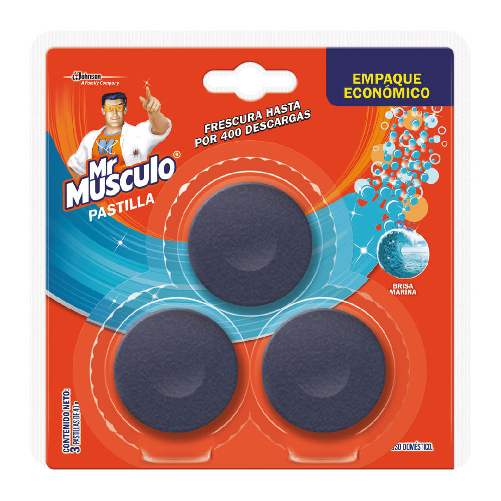 Limpiador Mr Músculo para Inodoro Pastilla Tanque Brisa Marina 3un
