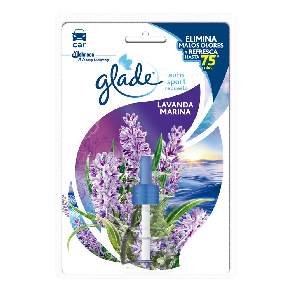 Ambientador Glade Carro Líquido Lavanda Marina 1 repuesto 7ml