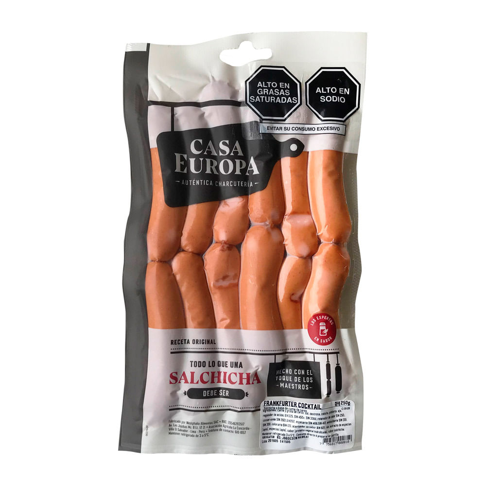 Frankfurter Coctail Casa Europa Paquete 250 g