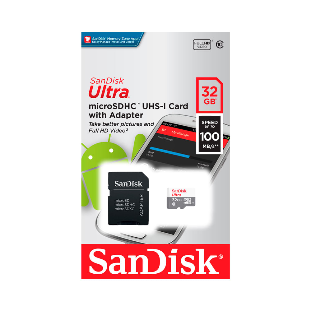 Sandisk Ultra MicroSDHC 32GB + Adaptador