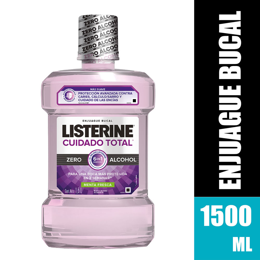 Enjuague Bucal Zero Alcohol Listerine Cuidado Total Frasco 1.5 Lt