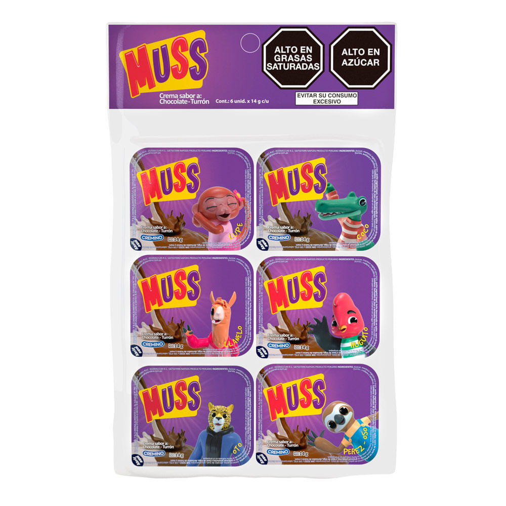 Crema Sabor a Chocolate y Turrón Muss Cremino Pote 14 g Pack 6 unid