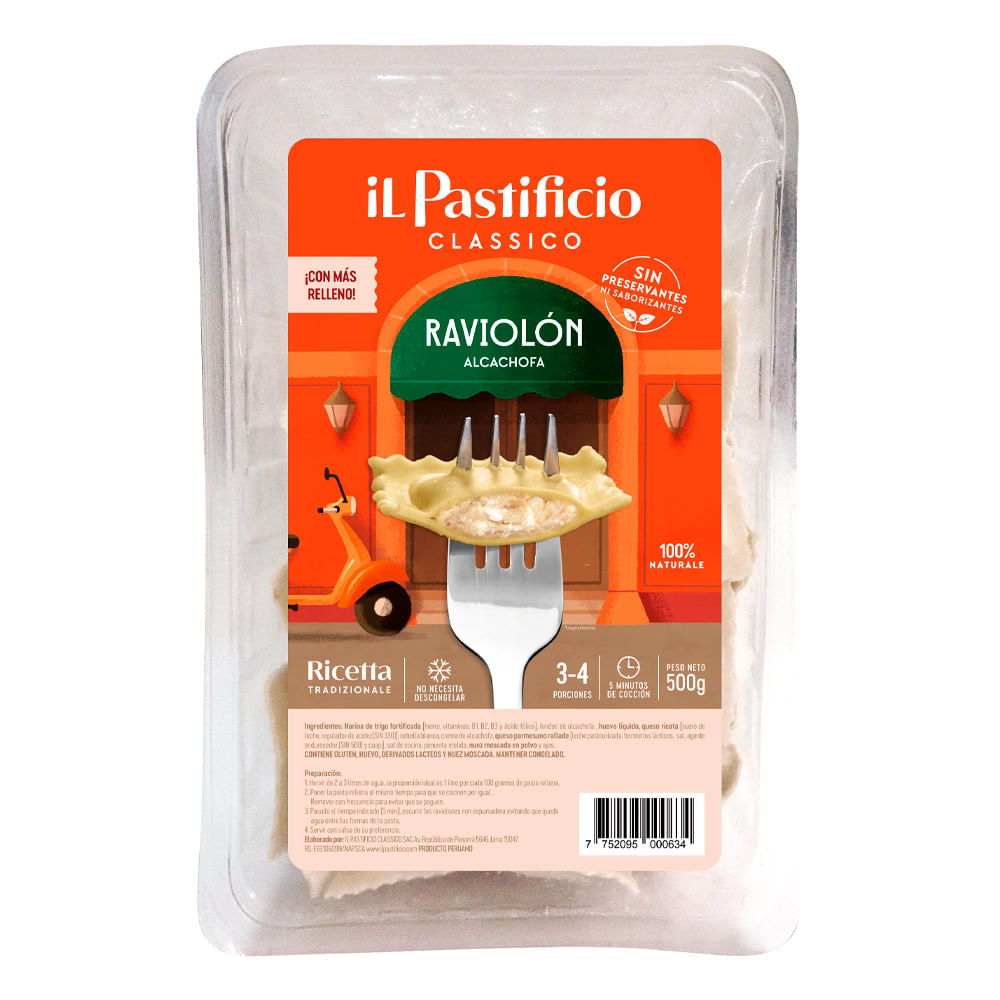 Raviolón relleno de Alcachofa Il Pastificio Caja 500 g