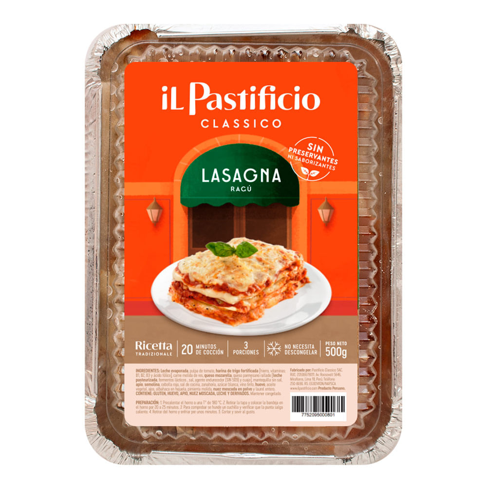 Lasagna de Carne Ragú Il Pastificio 500g