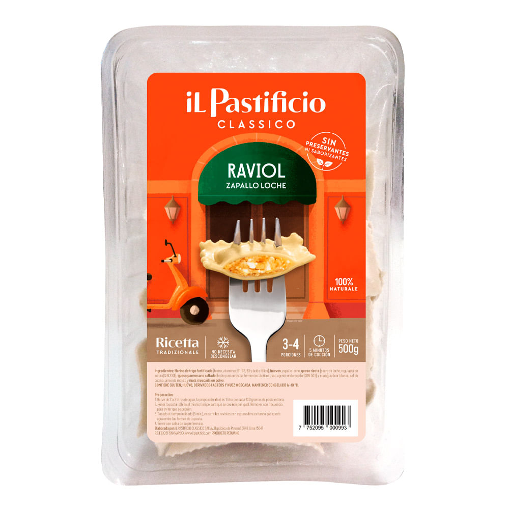Raviol relleno de Zapallo Loche Il Pastificio Caja 500 g