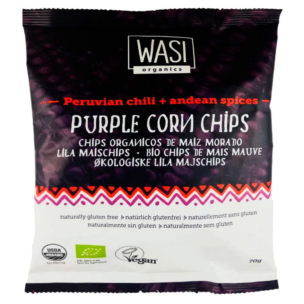 Chips de Maíz Morado Orgánicos Picante Wasi Bolsa 75 g