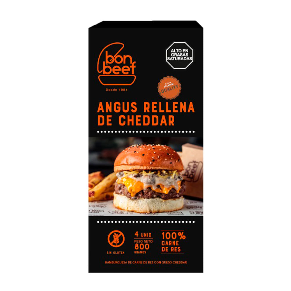 Hamburguesa Angus Rellena de Cheddar Bon Beef 4un