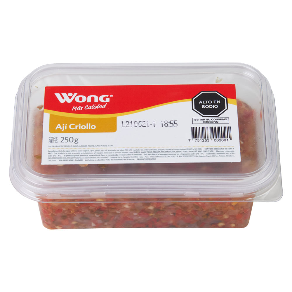 Ají Criollo Wong Pote 250 g
