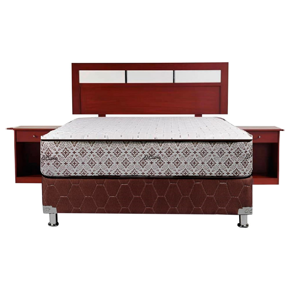 El Cisne Juego de Dormitorio 2 Plazas Easy 2 Plazas: Box Tarima + Cabecera + 2 Veladores