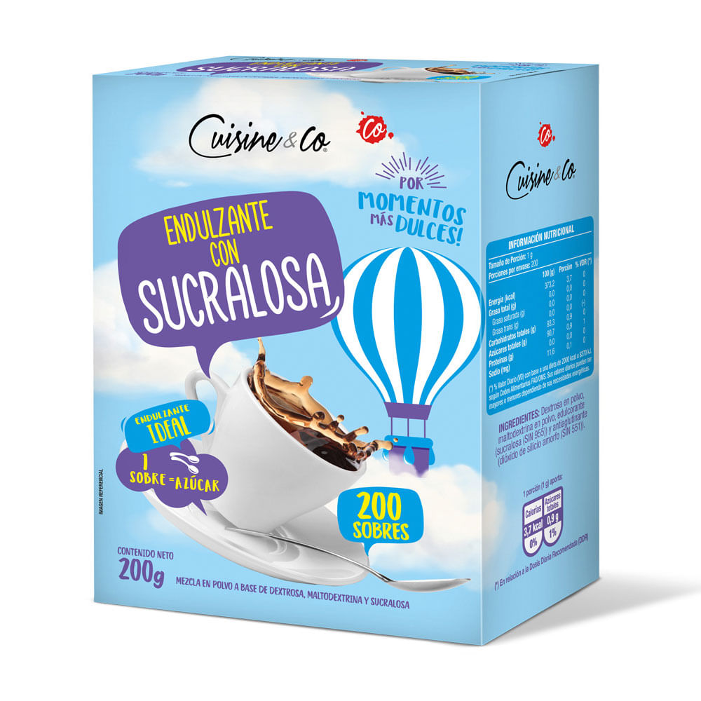 Endulzante Con Sucralosa Cuisine&Co Caja 200 Sobres de 1 gr c/u