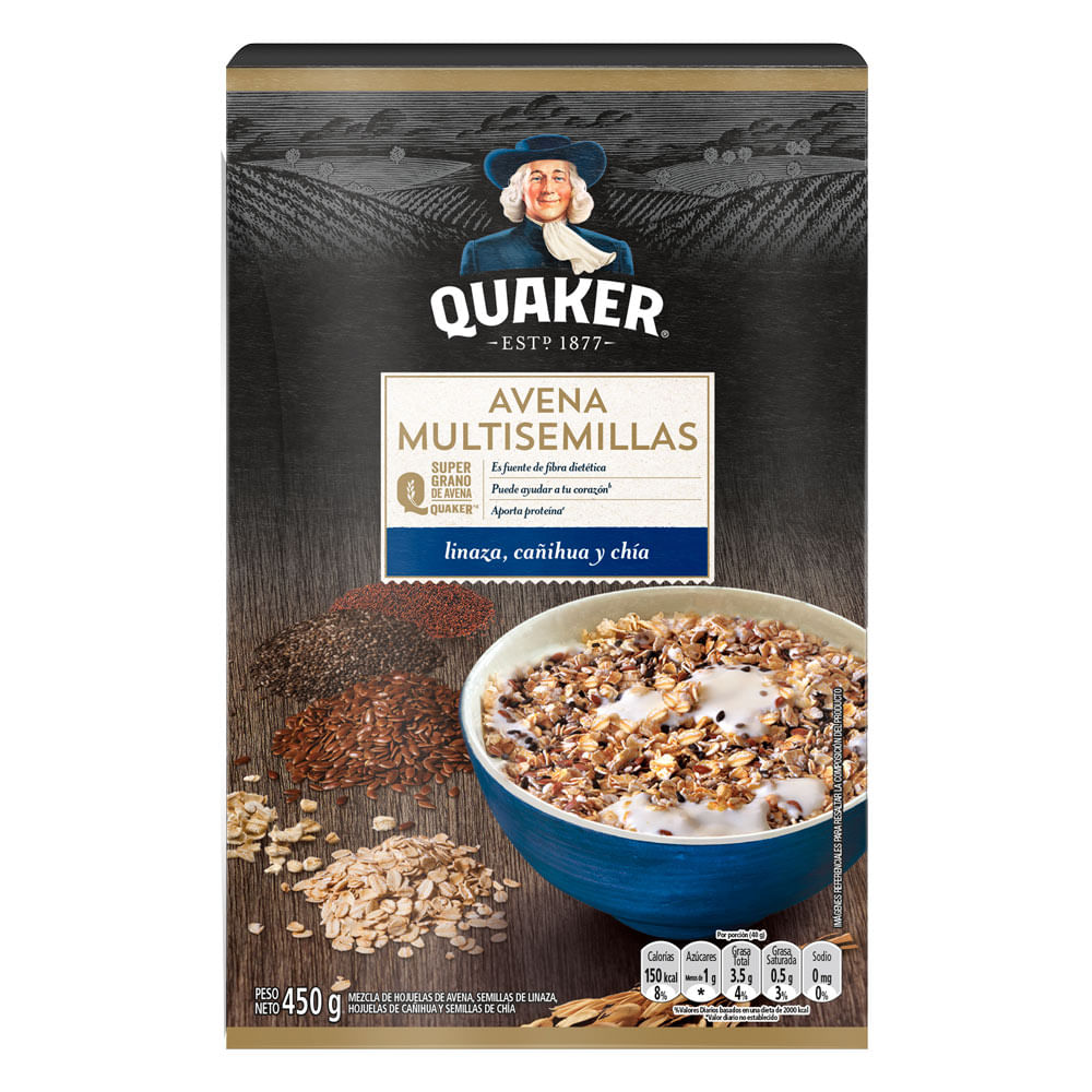 Avena Quaker Multisemillas Linaza, Cañihua y Chía 450g