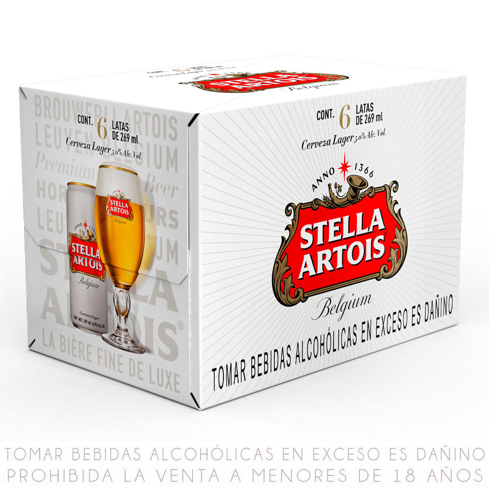 Sixpack Cerveza Stella Artois Lata 269ml - Wong