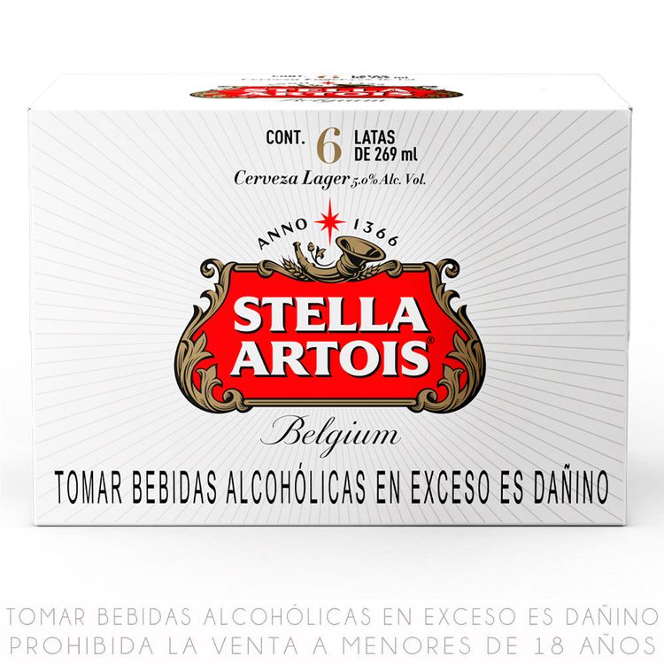 Sixpack Cerveza Stella Artois Lata 269ml - Wong