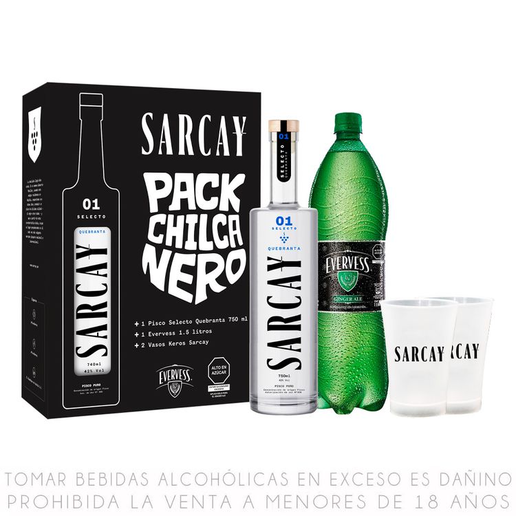 Pack-Chilcanero-Sarcay-Pisco-Puro-Quebranta-Selecto-Botella-700-ml-Gaseosa-Ginger-Ale-Evervess-Botella-1-5-Lt-Vaso-Kero-Sarcay-2-unid-1-213934062