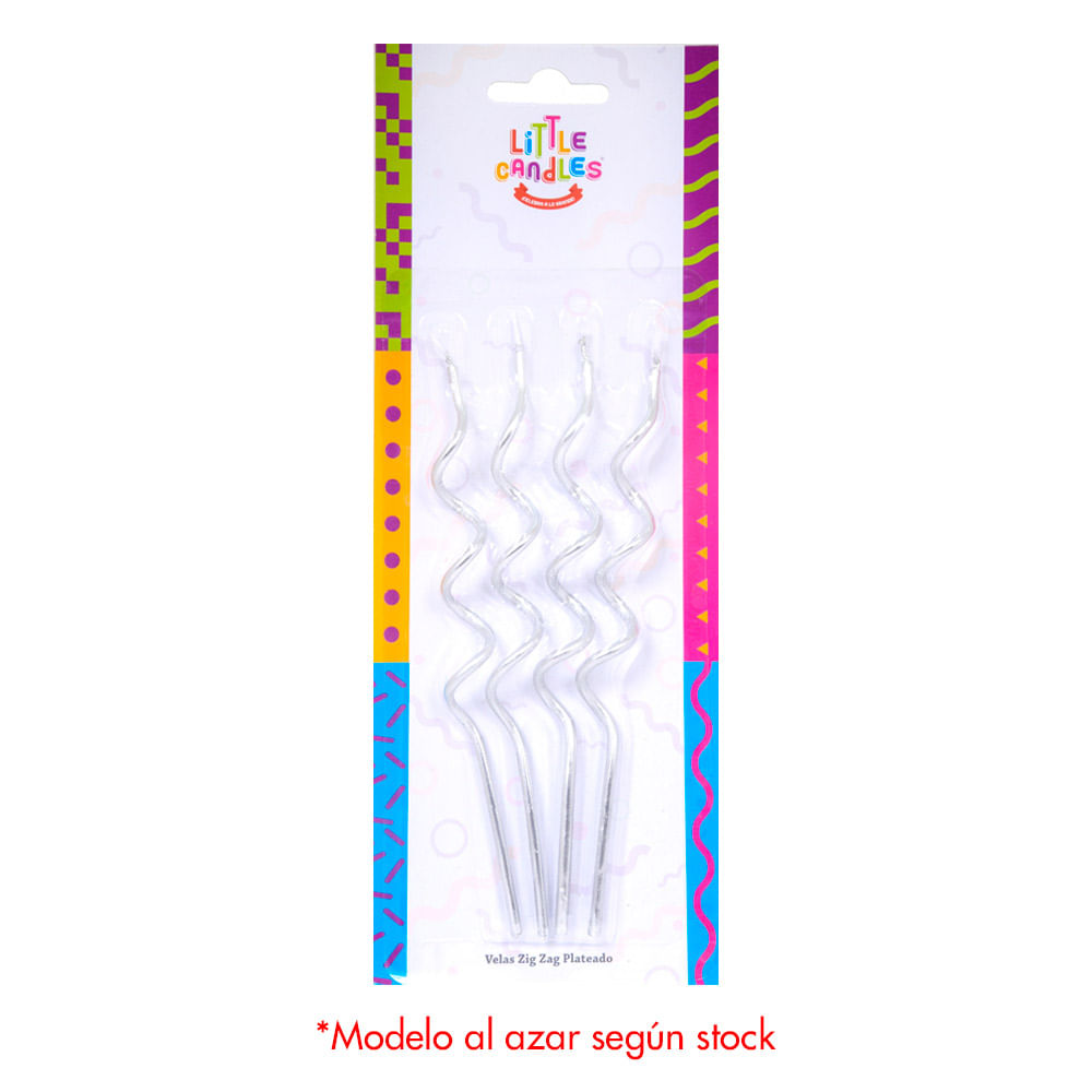 Little Candles Velas Zigzag Metálicas Paquete 4 unid Surtido