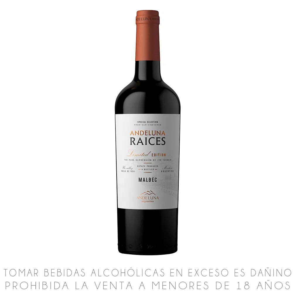 Vino Tinto Malbec Andeluna Raíces Botella 750ml