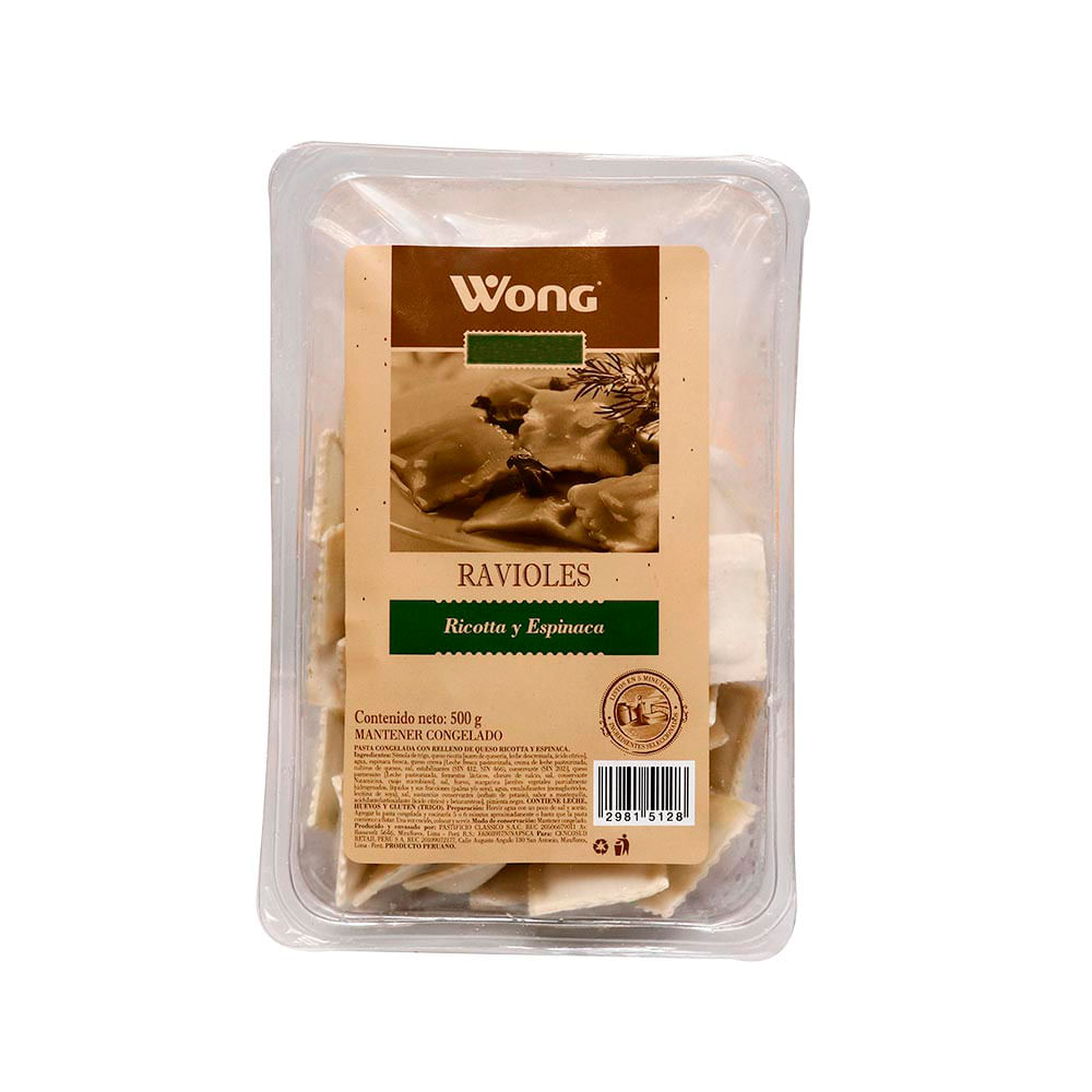 Ravioles de Ricota y Espinaca Wong 500g