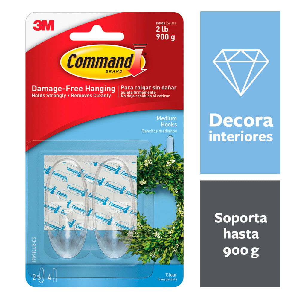 Ganchos Transparentes Medianos Multiusos Pack 2 un