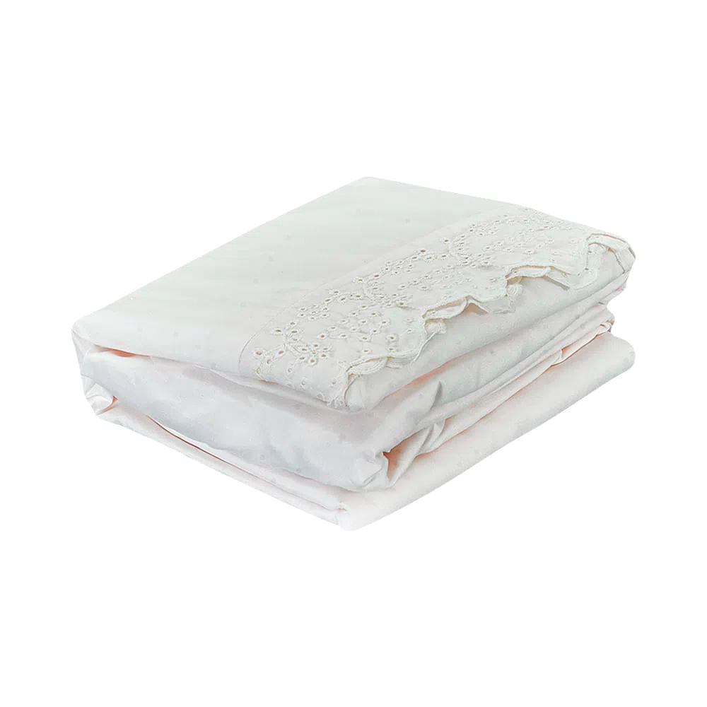 Krea Juego de Sábanas Labradas 2 Plazas Blanco