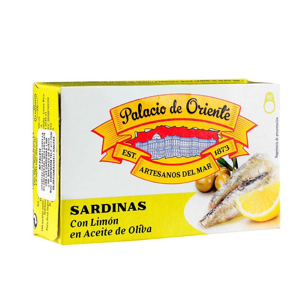 Sardinas con Limón en Aceite de Oliva Palacio del Oriente 120g