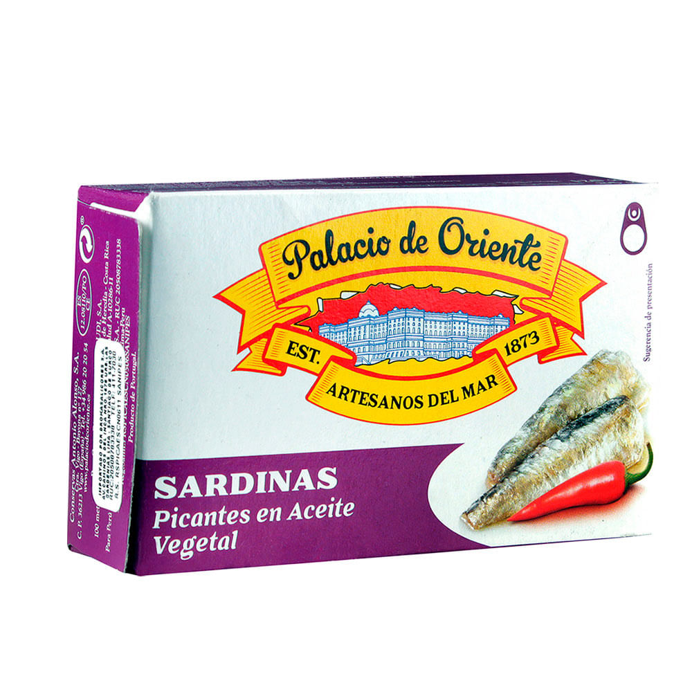 Sardinas Palacio del Oriente Picantes en Aceite Vegetal Lata 125 g