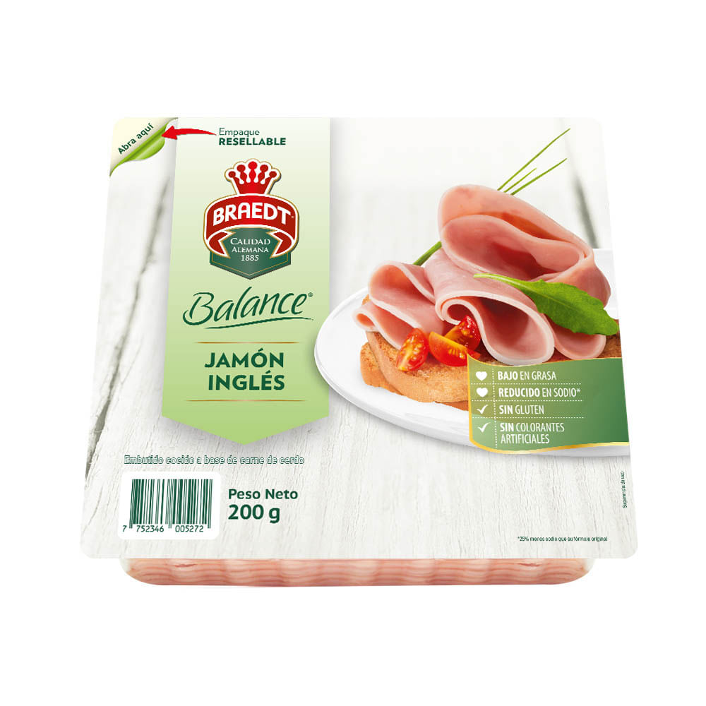 Jamón Inglés Braedt Balance Paquete 200 g