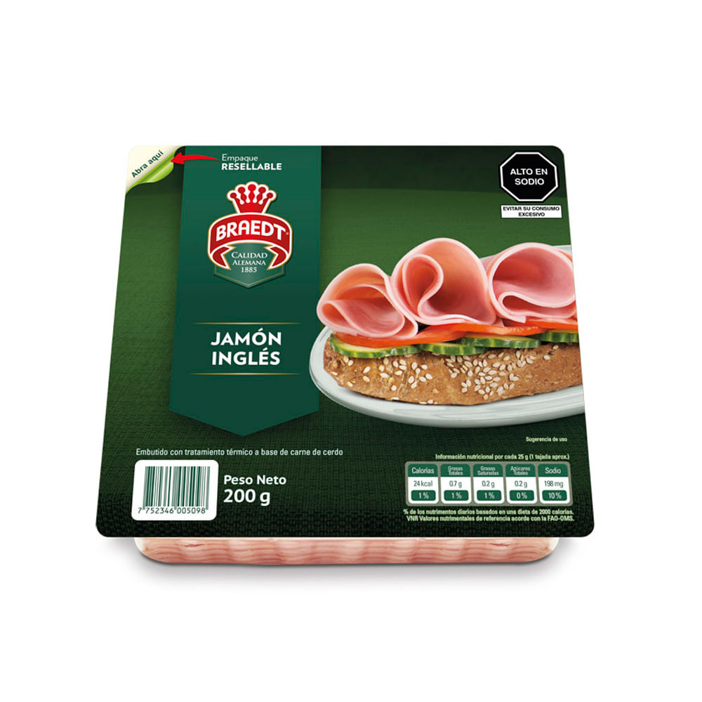 Jamón Inglés Braedt Paquete 200 g