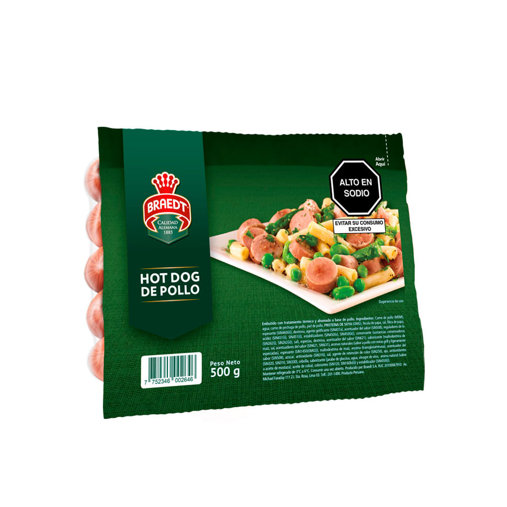 Hot Dog de Pollo Braedt Paquete 500 g