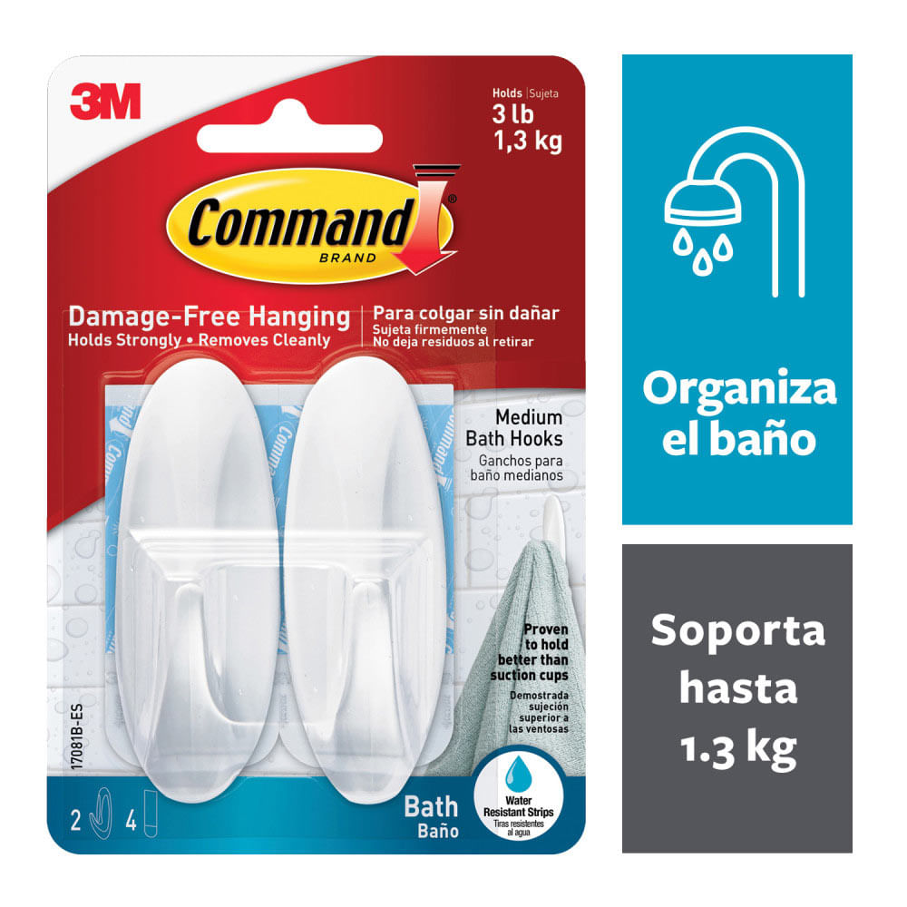 Ganchos Medianos para Baño Pack 2 un