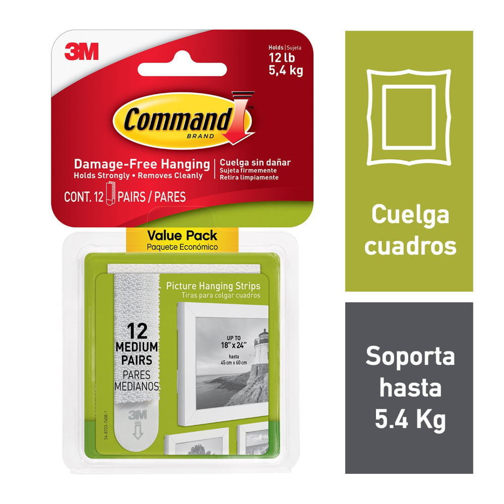 Tiras para Colgar Cuadros Pack 12 un