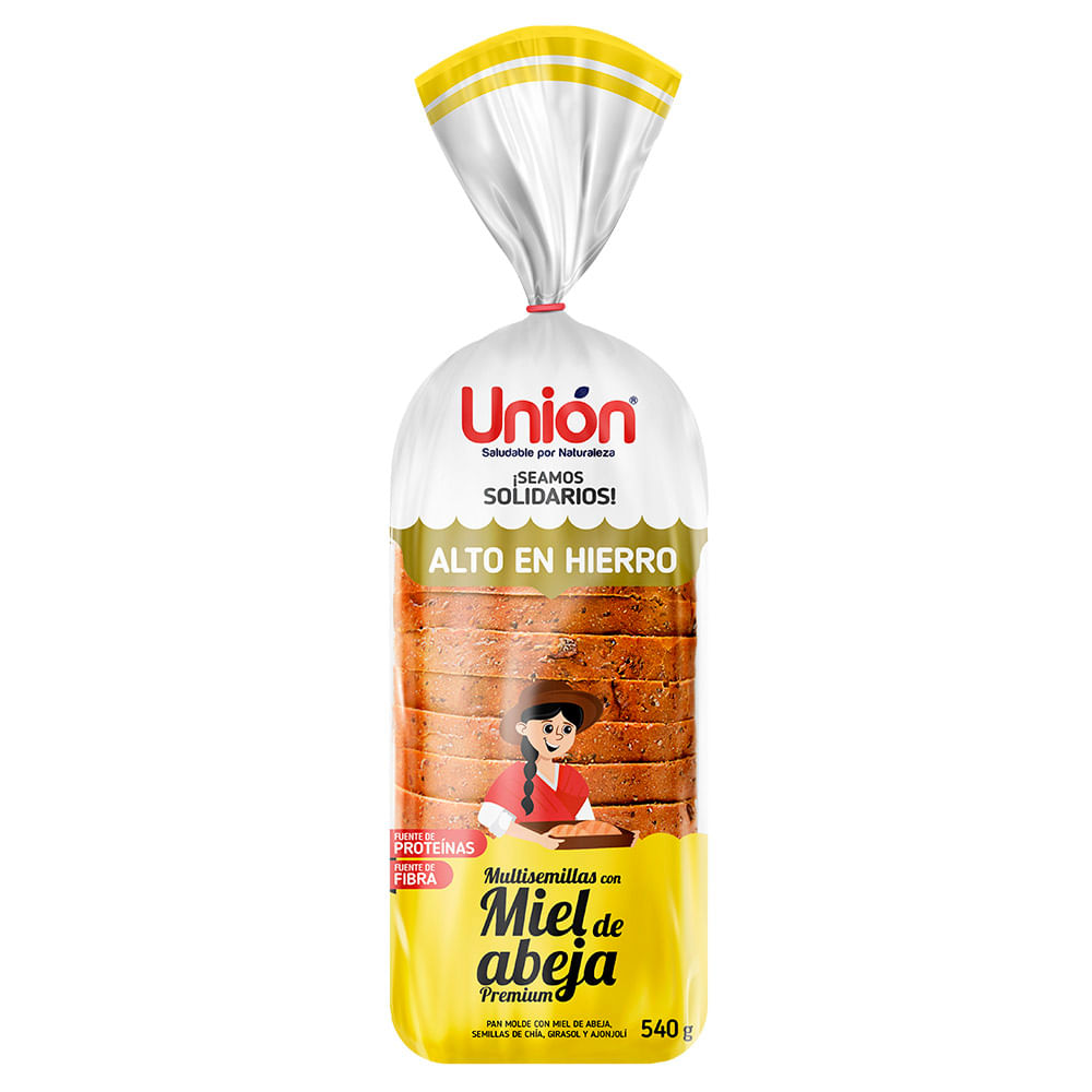 Pan de Molde Unión Multisemilla & Chips Miel bolsa 540 g