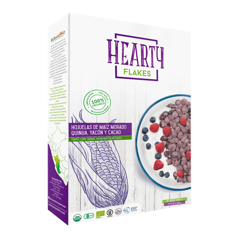 Cereal Orgánico Hearty Flakes Ecoandino Caja 300 g