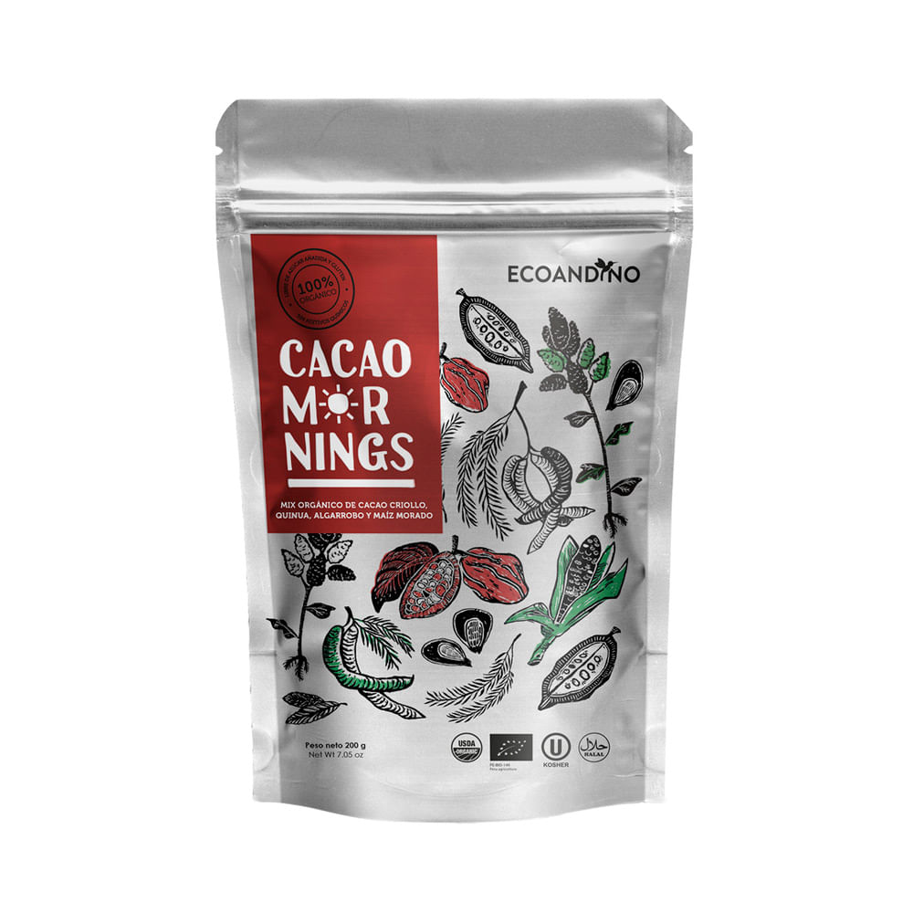 Bebida Nutricional en Polvo con Cacao Mornings Ecoandino Doypack 200 g