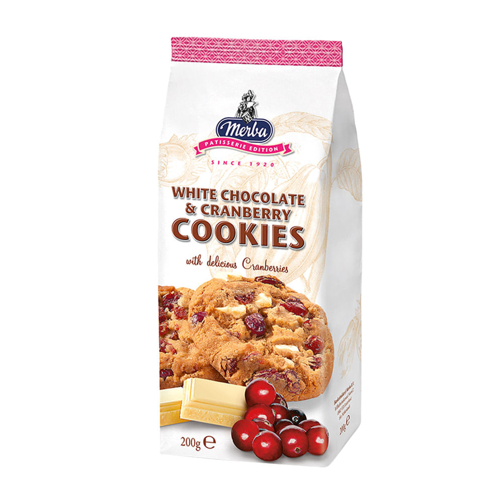 Galletas de Chocolate Blanco y Arándanos Rojos Merba Bolsa 200 g
