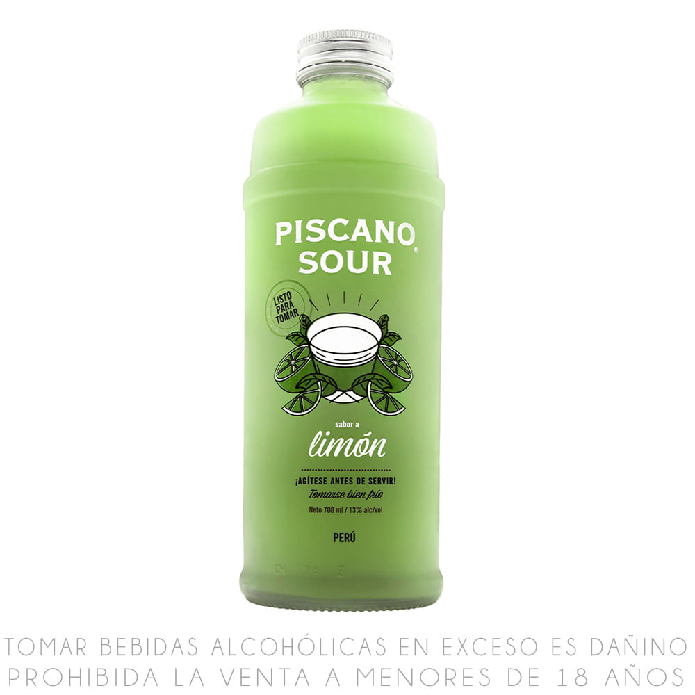 Bebida Ready to Drink Piscano Sour Sabor Limón Botella 700ml