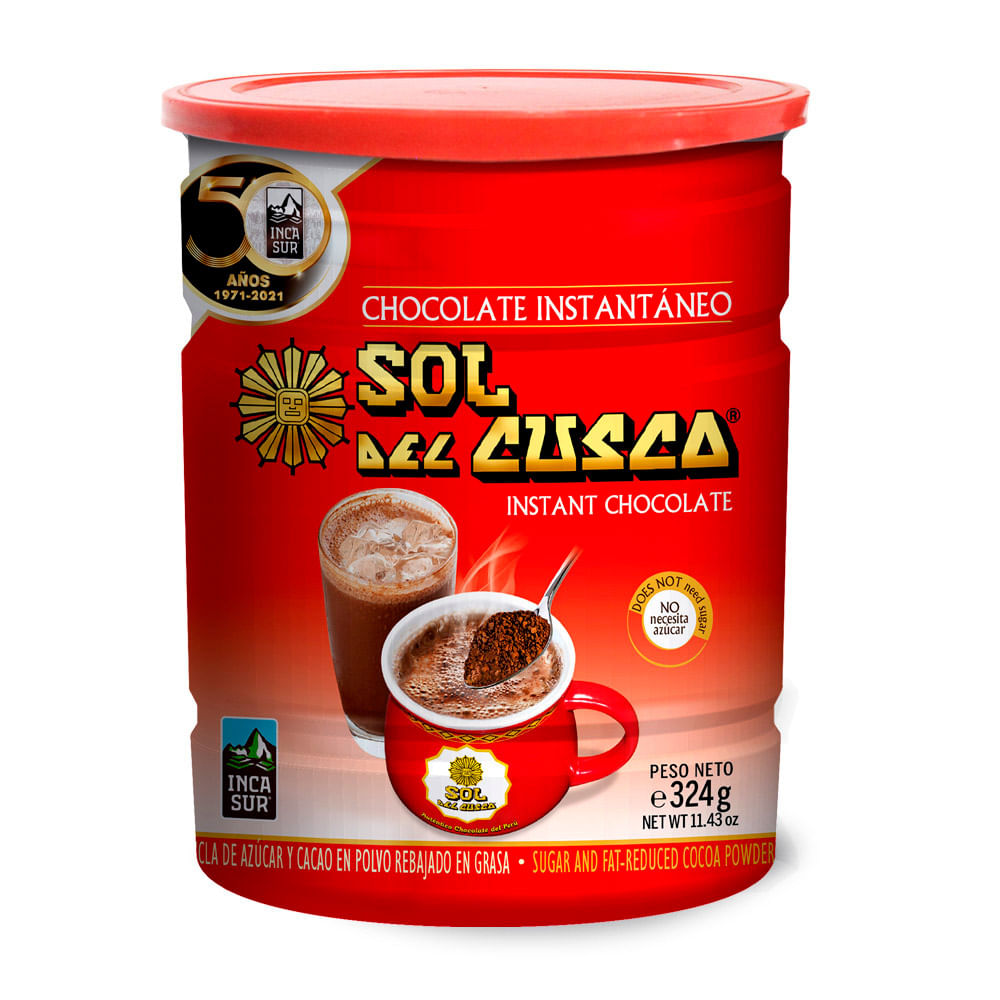 Chocolate Instantáneo Sabor Tradicional Sol del Cusco Lata 324 g