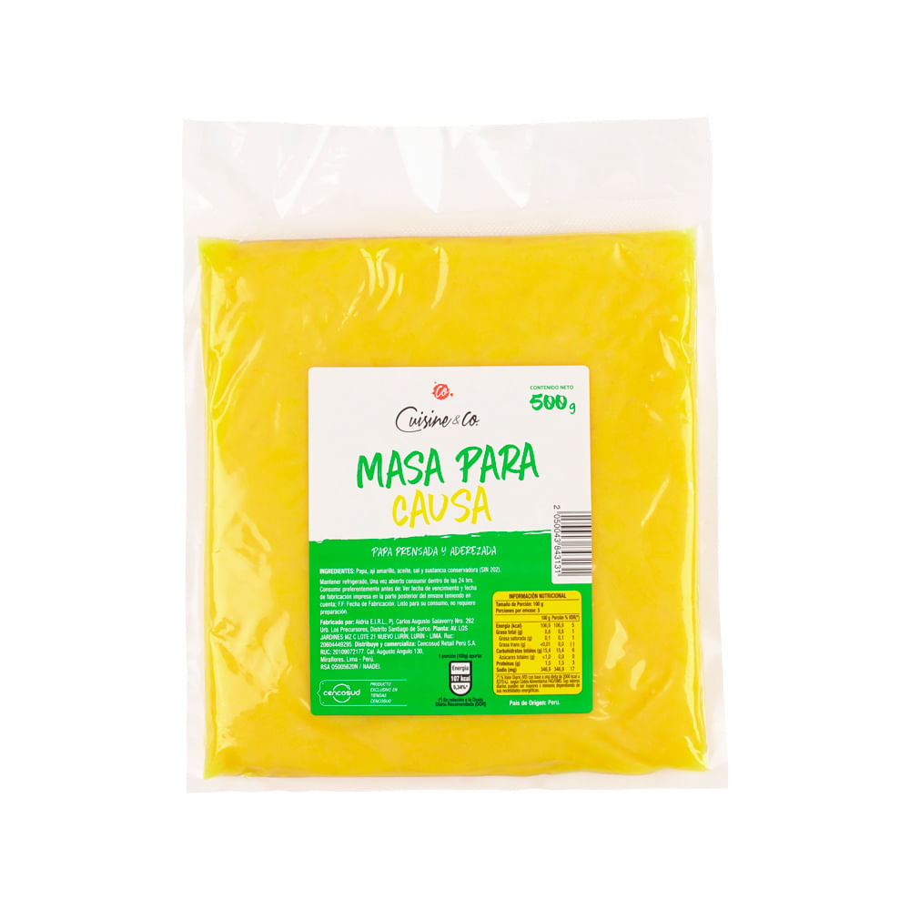 Papa Amarilla Prensada y Aderezada para Causa Bolsa 500 g