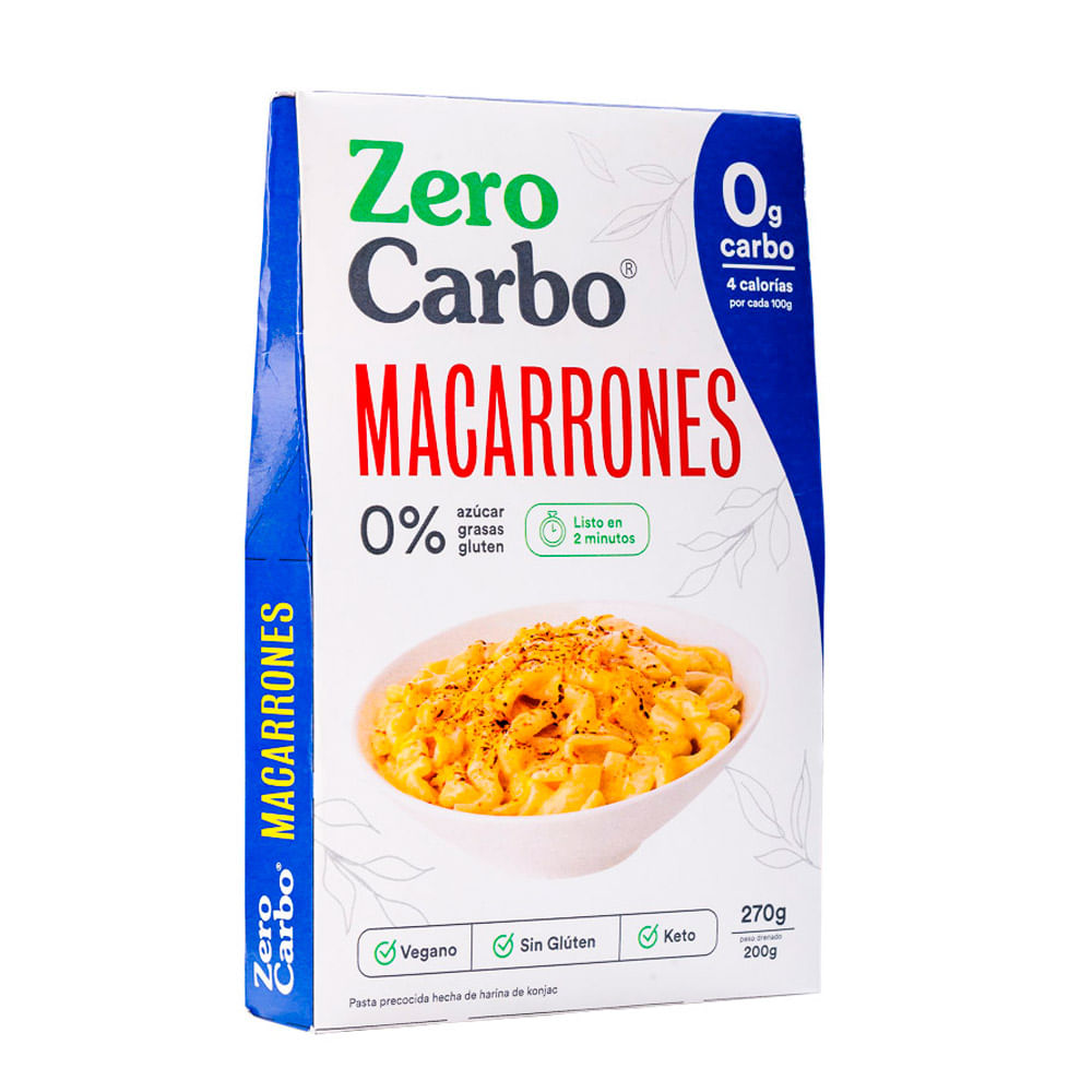 Zero Carbo Pasta Precocida de Konjac Macarrones Sin Gluten Doypack 270 g