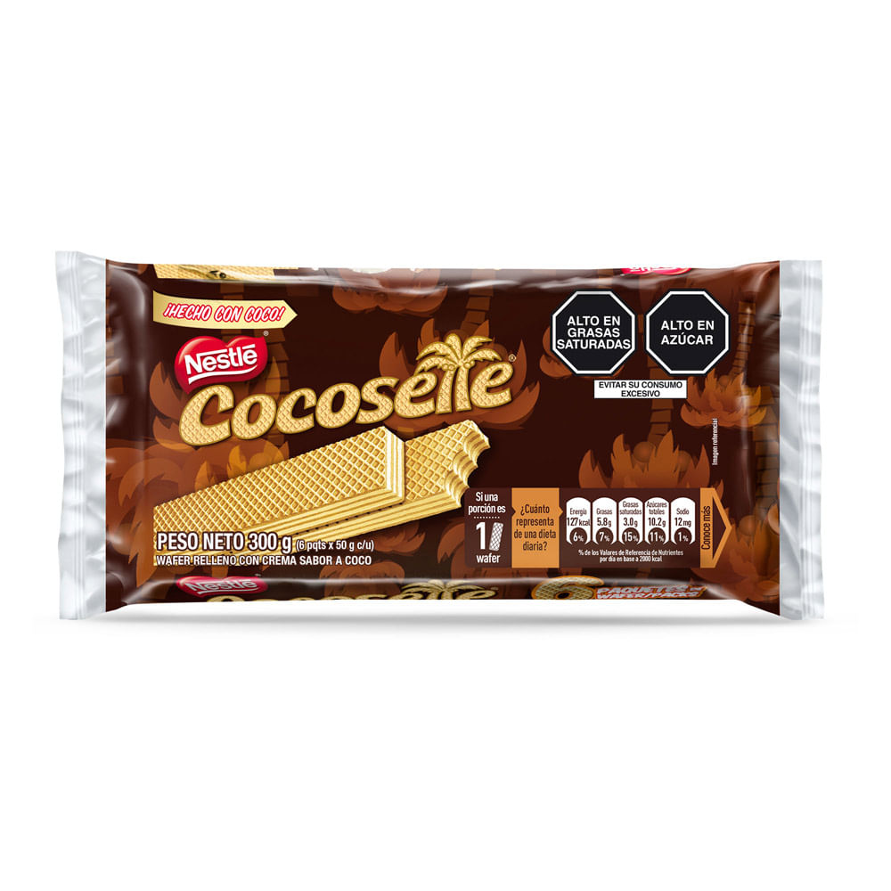 Waffer con Crema Sabor Coco Cocosette Paquete 50 g Pack 6 unid