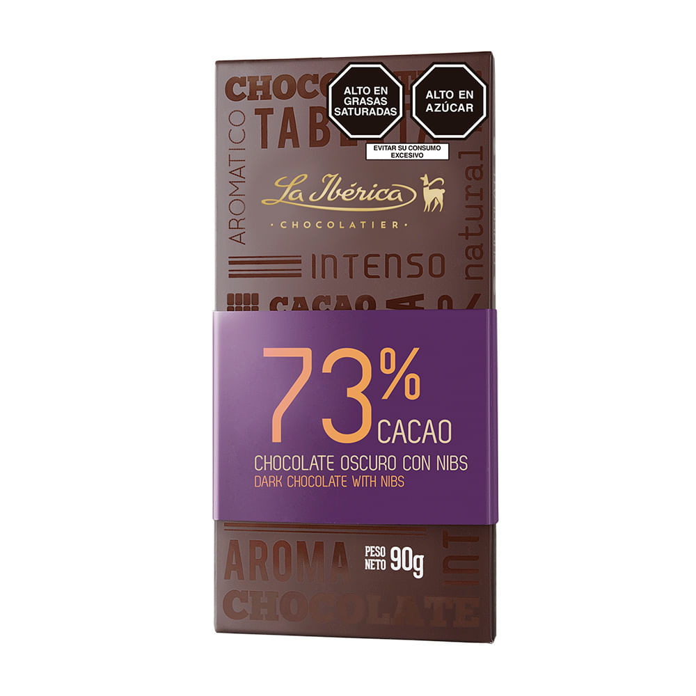 Chocolate Oscuro Con Nibs 73% Cacao La Ibérica Tableta 90 g