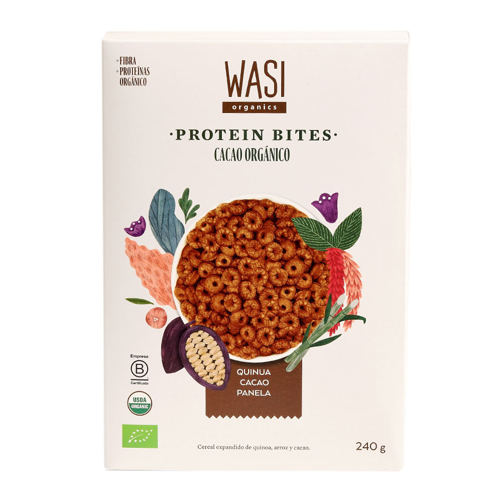 Cereal Expandido Protein Bites Cacao Orgánico Caja 240 g