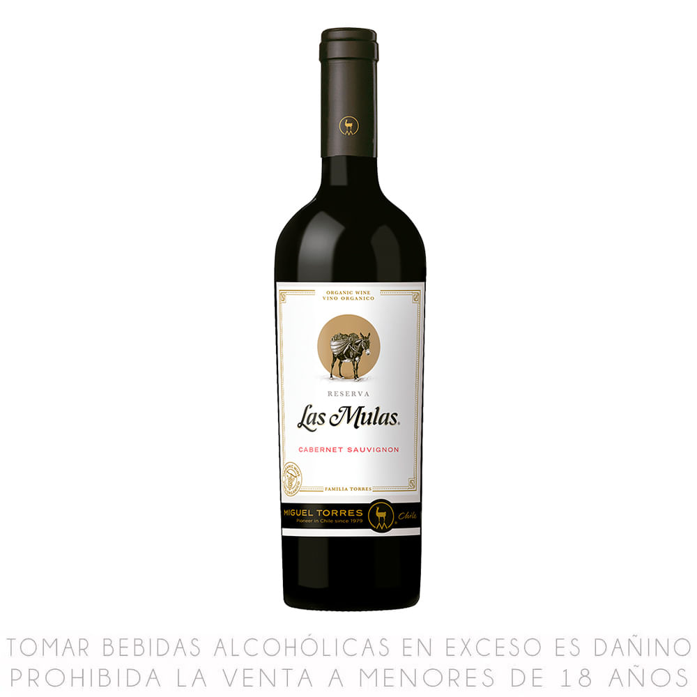 Vino Tinto Orgánico Cabernet Sauvignon Las Mulas Botella 750ml