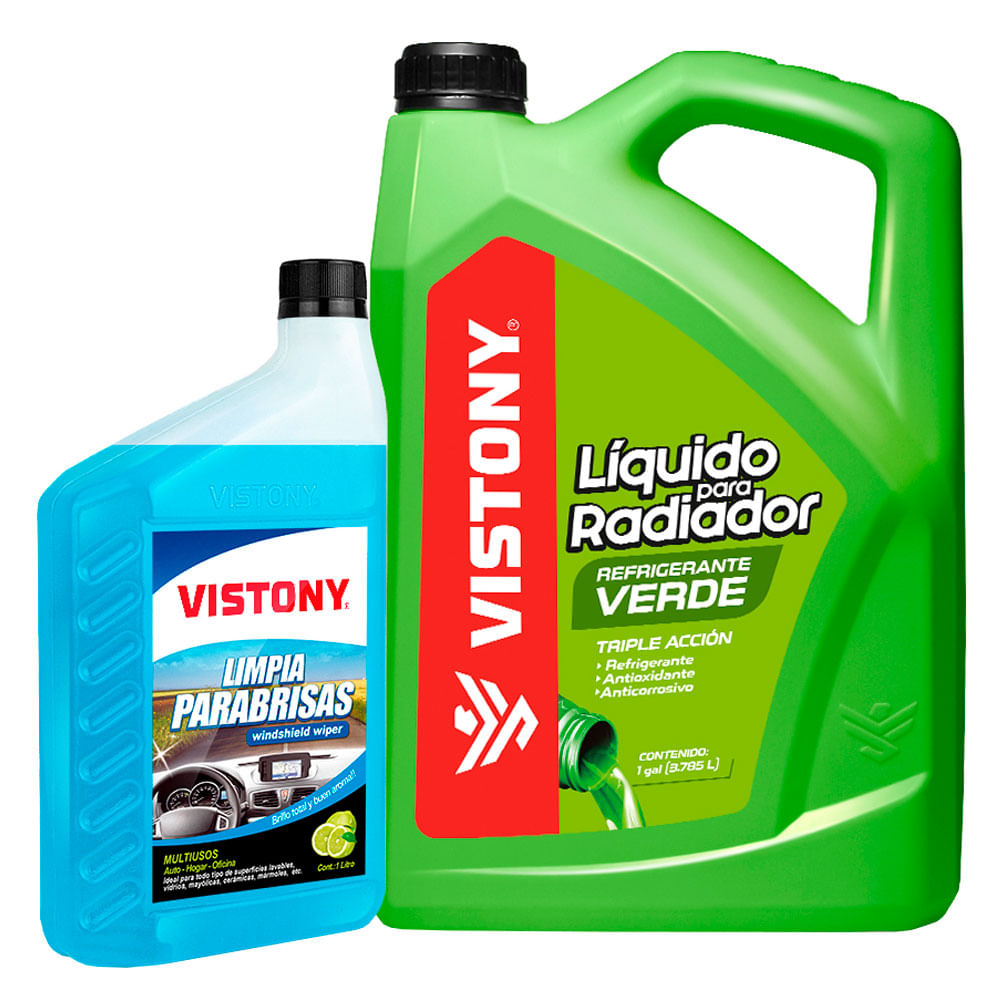 Liquido Radiador Rojo + Limpia Parabrisas Vistony