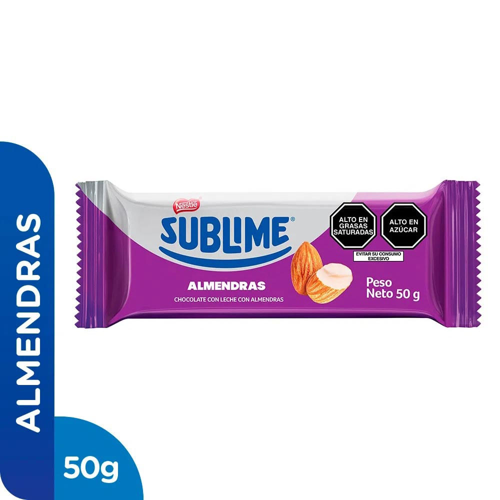 Chocolate con Leche con Almendras Sublime Tableta 50 g