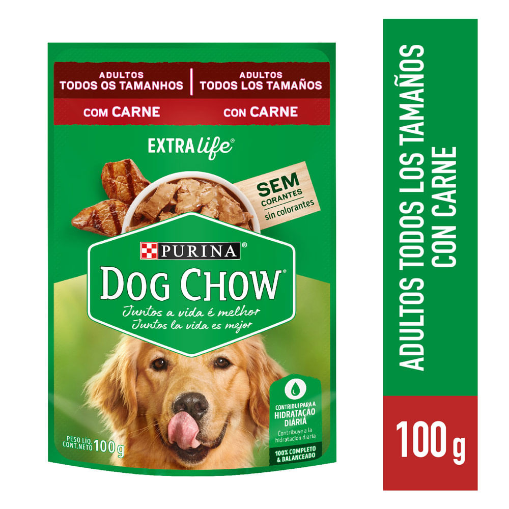 Dog Chow Alimento Húmedo para Perros Adultos Carne Doypack 100 g
