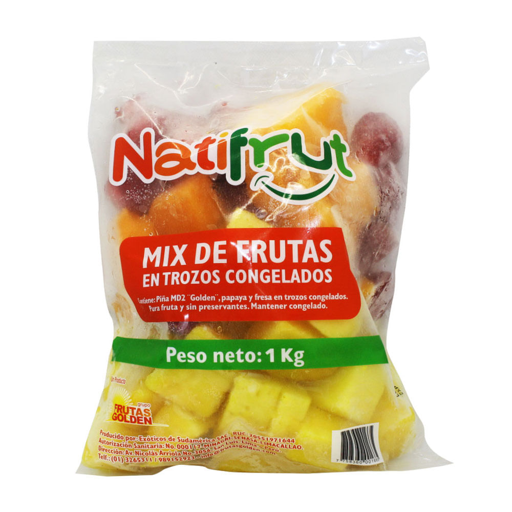 Fruta en Trozos Piña, Papaya y Fresa Congelada Natifrut 1kg