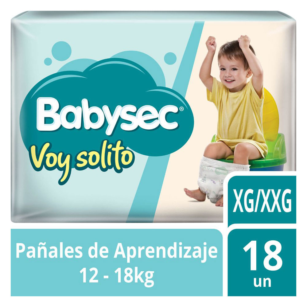 Pañal para Bebé Babysec Voy Solito Talla XG/XXG Paquete 18un