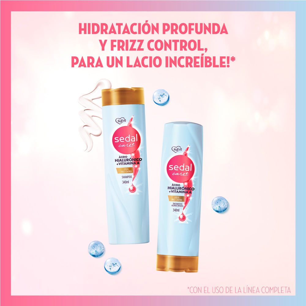 Sedal Care + Acondicionador Liso & Frizz Control Ácido Hialurónico ...