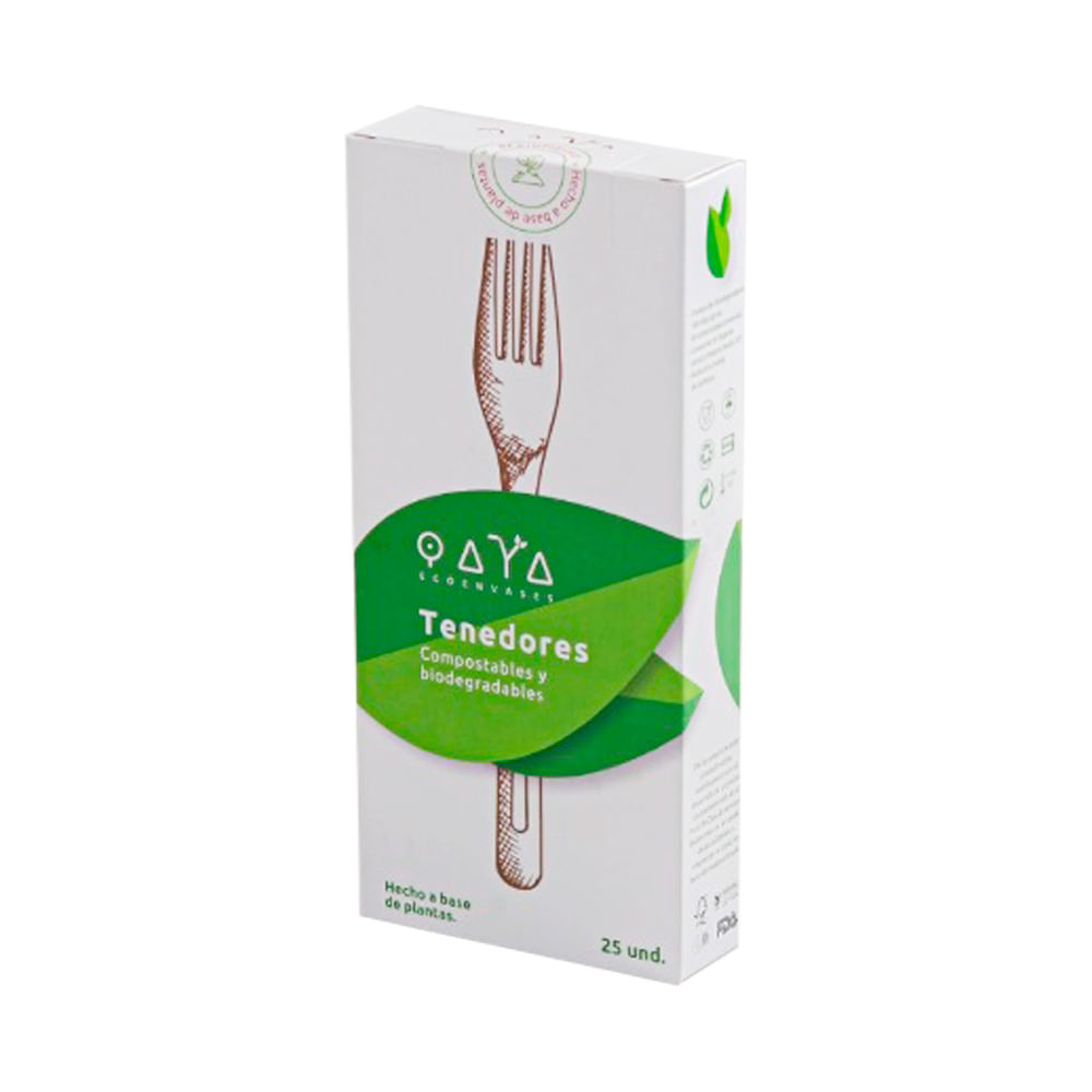 Tenedor Compostable y Biodegradable Qaya 25un.