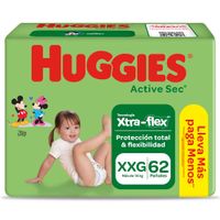 Pañales para Bebé Huggies Active Sec Talla XXG 62un